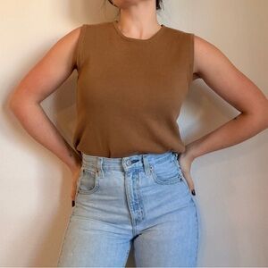 Brown Sleeveless Women's Top Staple for Capsule Wardrobe Neutral